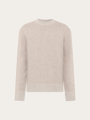 KnowledgeCotton Apparel - MEN Lambswool jacquard sweater Knits 1074 Nature Melange