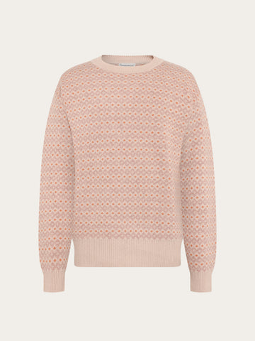 KnowledgeCotton Apparel - MEN Lambswool jacquard sweater Knits 9930 Beige