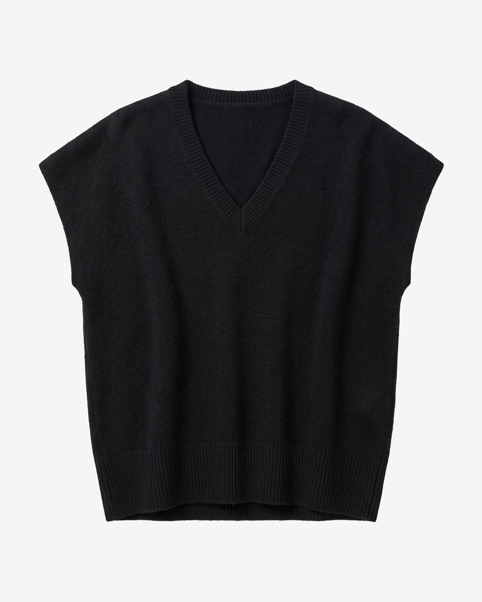 KnowledgeCotton Apparel - WMN Lambswool knit vest Knits 1300 Black Jet