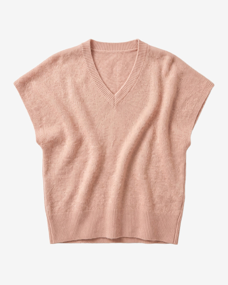 KnowledgeCotton Apparel - WMN Lambswool knit vest Knits 1336 Kelp melange