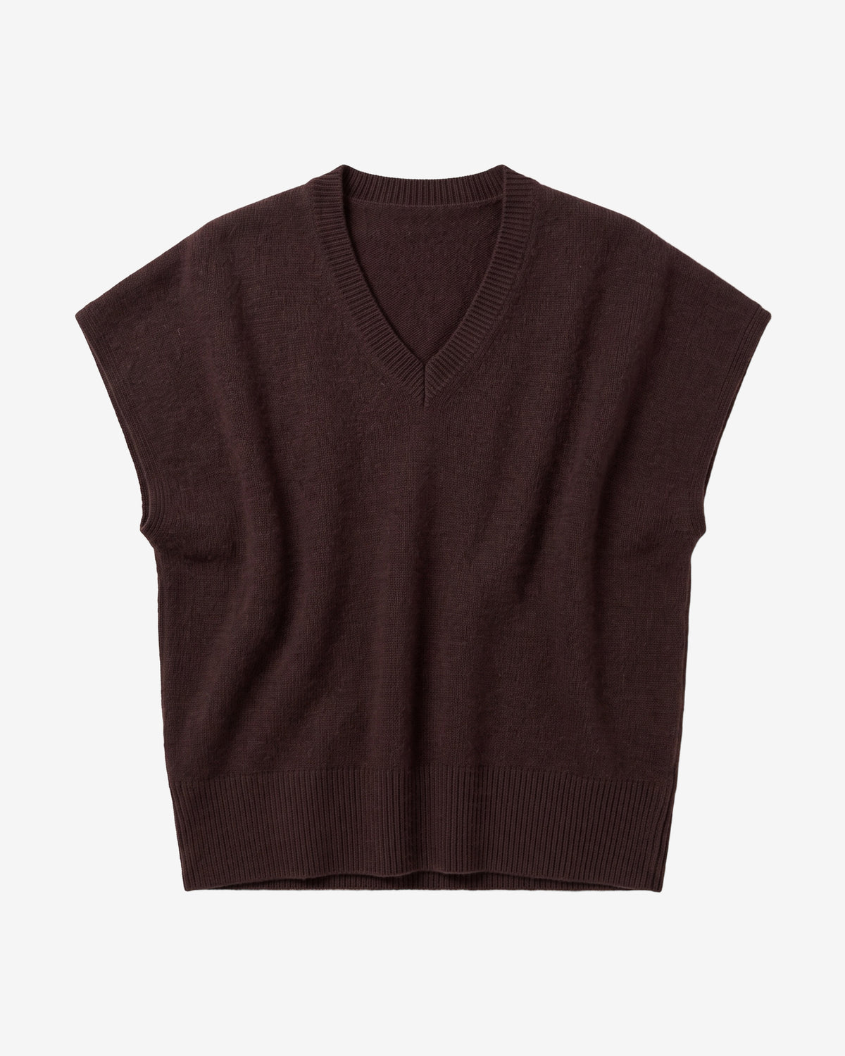 KnowledgeCotton Apparel - WMN Lambswool knit vest Knits 1487 Chocolate Torte