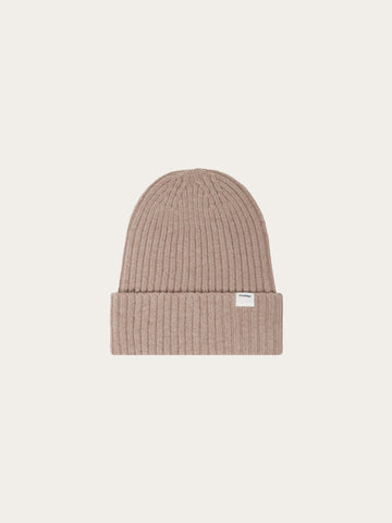 KnowledgeCotton Apparel - UNI Lambswool rib beanie Hats 1336 Kelp melange