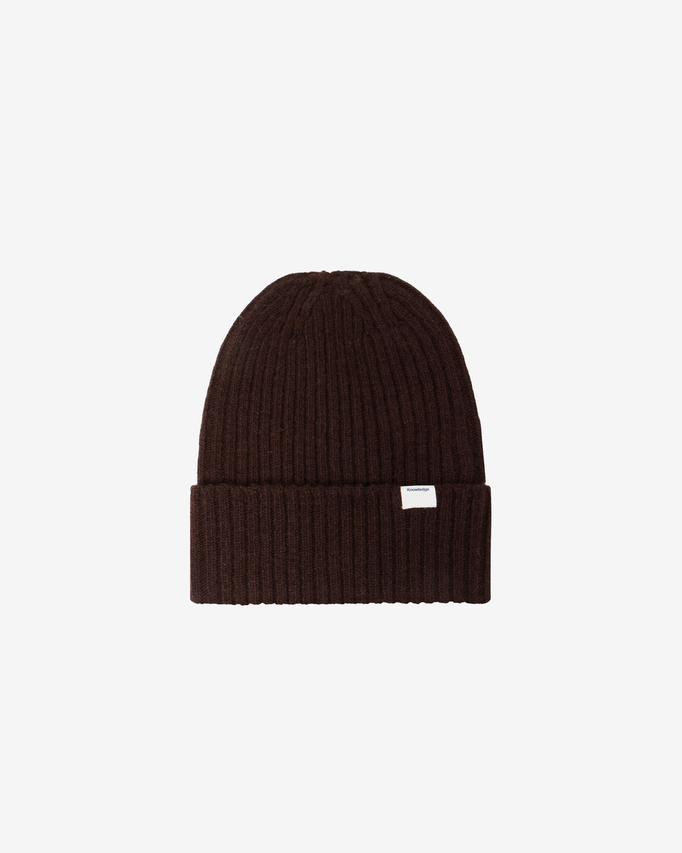 KnowledgeCotton Apparel - UNI Lambswool rib beanie Hats 1487 Chocolate Torte