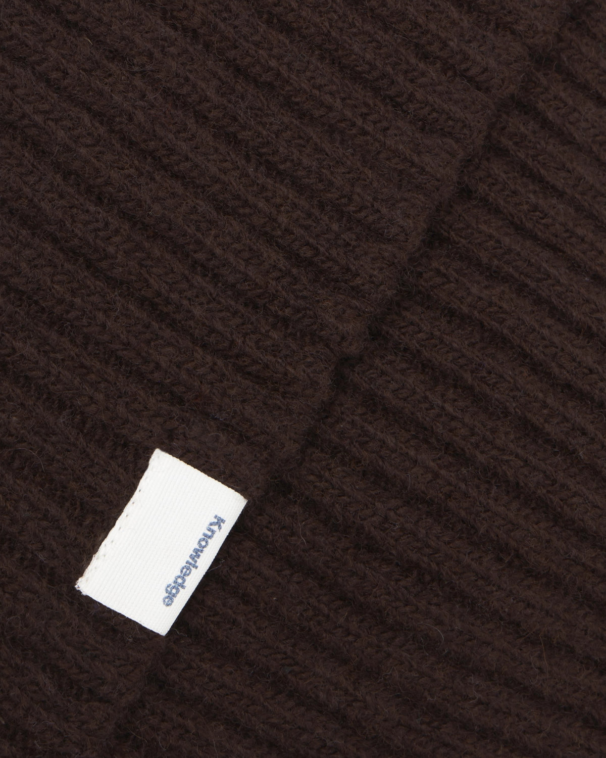 KnowledgeCotton Apparel - UNI Lambswool rib beanie Hats 1487 Chocolate Torte