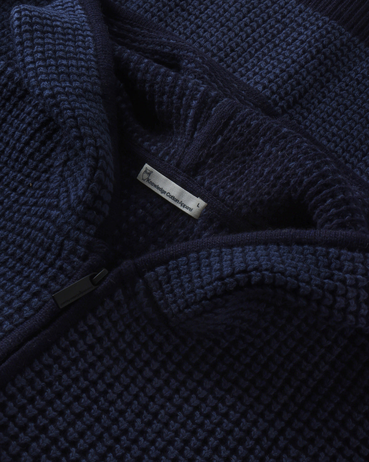 KnowledgeCotton Apparel - MEN Lambswool zip hoodie Knits 1001 Total Eclipse