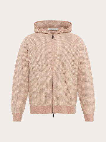 KnowledgeCotton Apparel - MEN Lambswool zip hoodie Knits 1336 Kelp melange