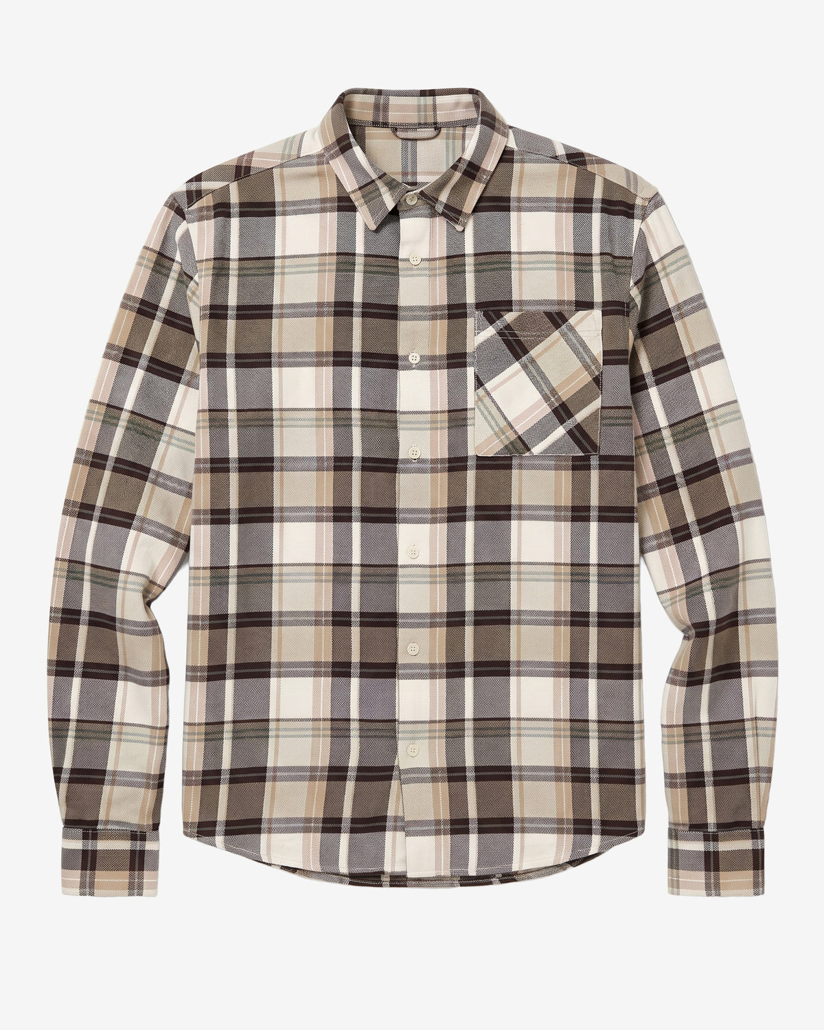 KnowledgeCotton Apparel - MEN Light flannel checkered costum fit shirt Shirts 7026 Brown check