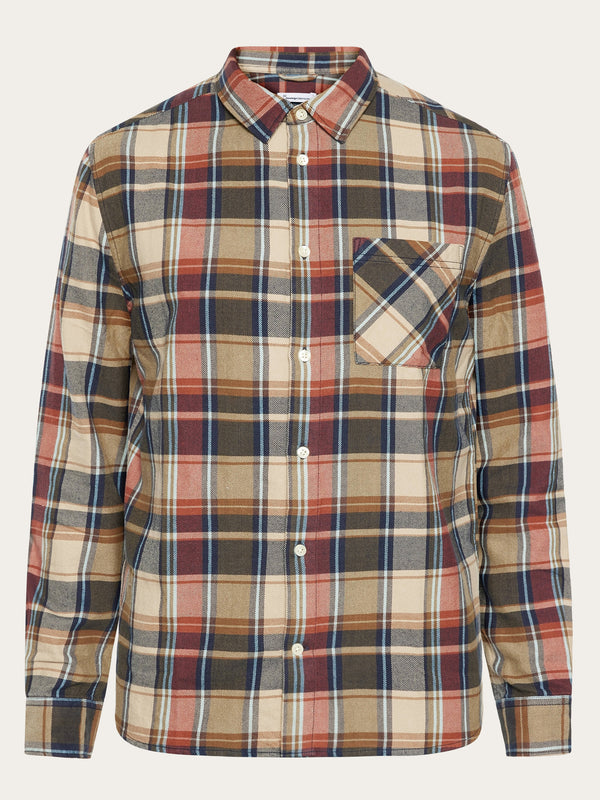 KnowledgeCotton Apparel - MEN Light flannel checkered costum fit shirt Shirts 7032 Multi check