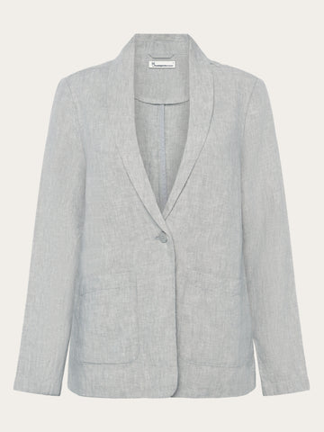 KnowledgeCotton Apparel - WMN Linen blazer Jackets 1496 Ultimate Grey - Yarndyed
