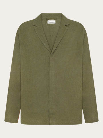 KnowledgeCotton Apparel - MEN Linen blend overshirt Overshirts 1068 Burned Olive