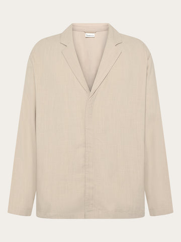 KnowledgeCotton Apparel - MEN Linen blend overshirt Overshirts 1228 Light feather gray