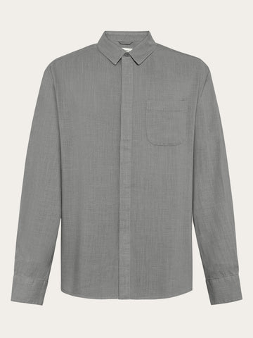 KnowledgeCotton Apparel - MEN Linen blend shirt Shirts 1493 Ultimate Grey