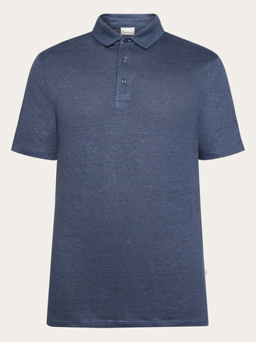 KnowledgeCotton Apparel - MEN Linen polo Polos 1226 Vintage Indigo