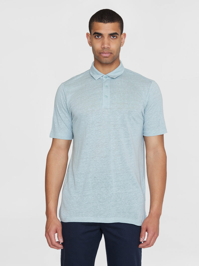 KnowledgeCotton Apparel - MEN Linen polo Polos 1436 Gray Mist