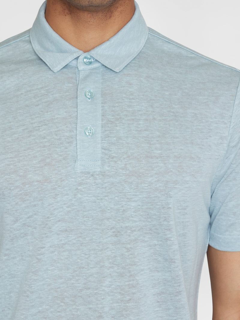 KnowledgeCotton Apparel - MEN Linen polo Polos 1436 Gray Mist