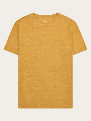 KnowledgeCotton Apparel - MEN Linen t-shirt T-shirts 1490 Amber Gold
