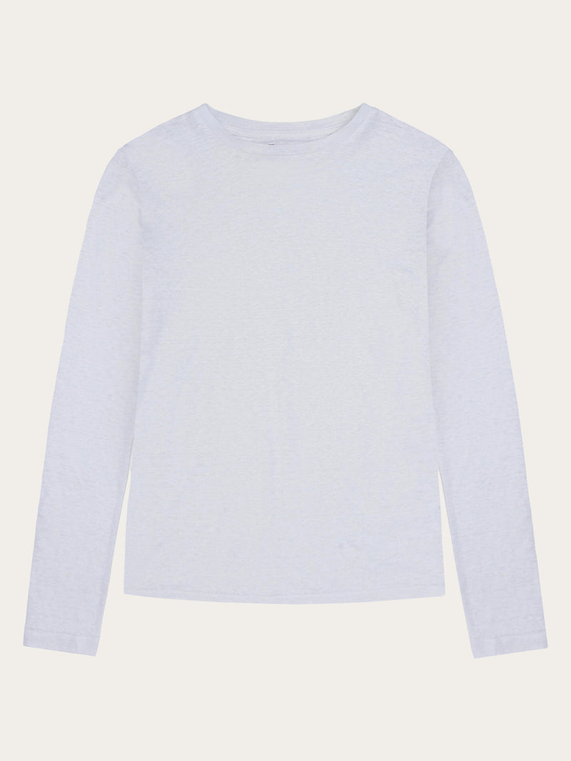 KnowledgeCotton Apparel - WMN Long sleeve linen t-shirt - GOTS/Vegan Long Sleeves 1010 Bright White