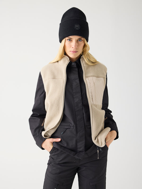 KnowledgeCotton Apparel - UNI Loose Fit Zip Fleece Vest GRS/Vegan Fleeces 1228 Light feather gray