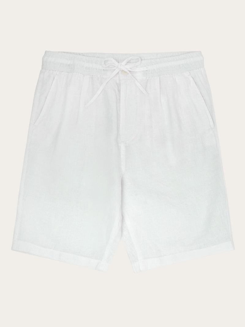 KnowledgeCotton Apparel - MEN Loose Linen shorts Shorts 1010 Bright White