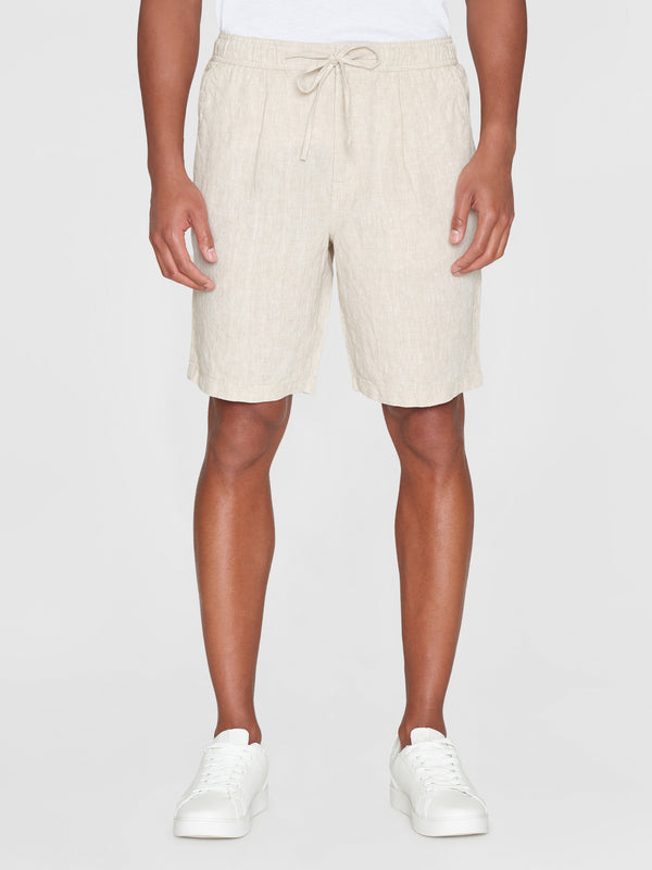 KnowledgeCotton Apparel - MEN Loose Linen shorts Shorts 1228 Light feather gray