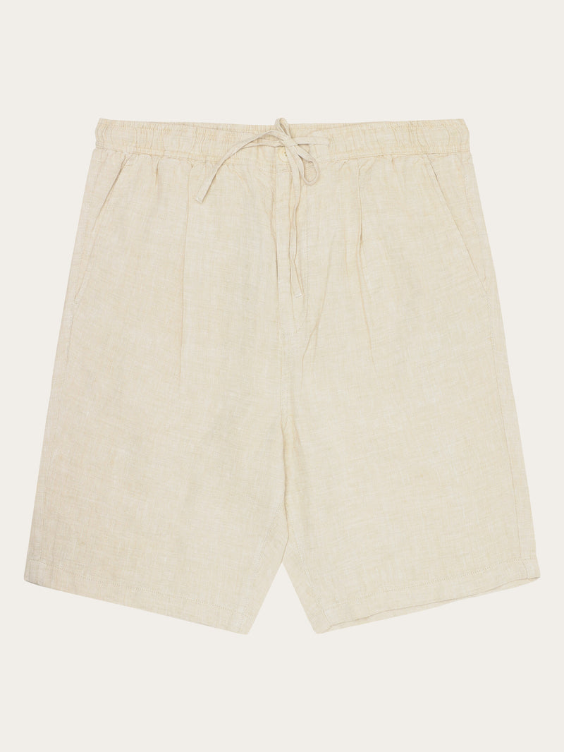 KnowledgeCotton Apparel - MEN Loose Linen shorts Shorts 1228 Light feather gray