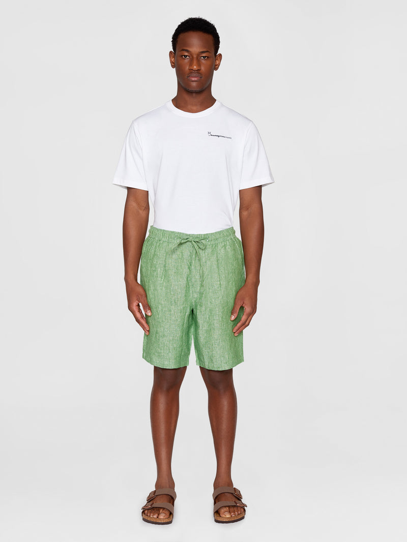 KnowledgeCotton Apparel - MEN Loose Linen shorts Shorts 1454 Shale Green