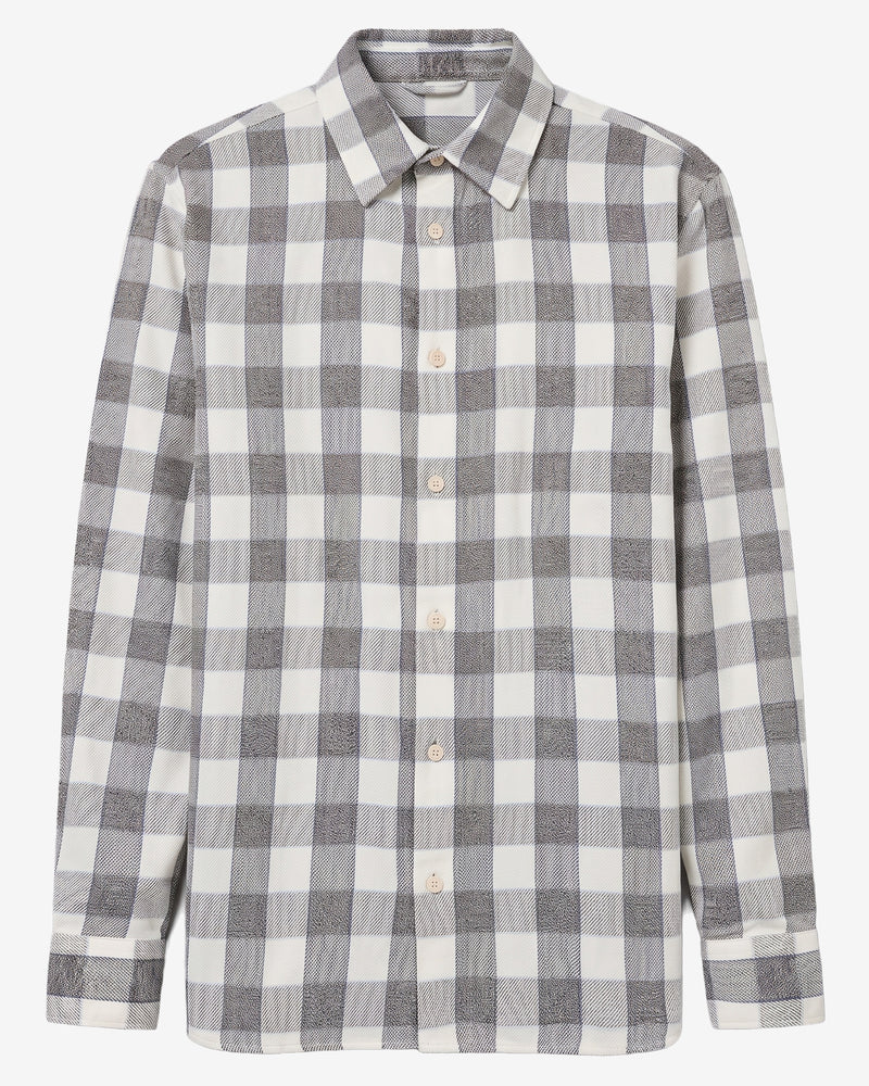 KnowledgeCotton Apparel - MEN Loose check shirt Shirts 7020 White check