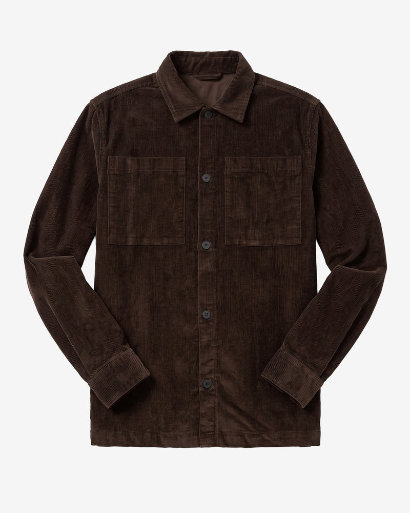 KnowledgeCotton Apparel - MEN Loose corduroy overshirt Overshirts 1487 Chocolate Torte