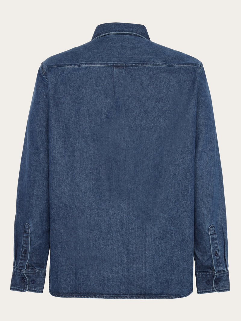 KnowledgeCotton Apparel - MEN Organic Cotton Natural Indigo Denim Shirt GOTS Shirts 3059 Dark Blue denim