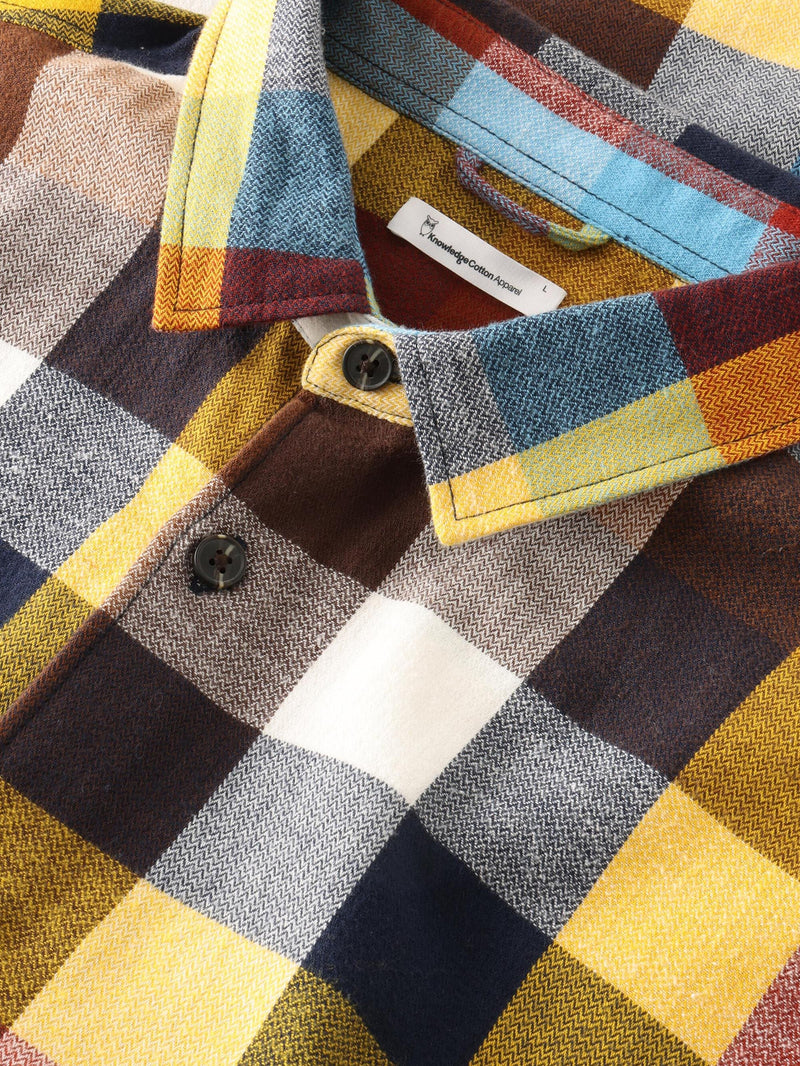 KnowledgeCotton Apparel - MEN Loose fit checked flannel shirt - GOTS/Vegan Shirts 7032 Multi check