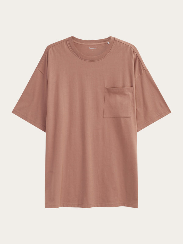 KnowledgeCotton Apparel - MEN Loose fit heavy single t-shirt - OCS/Vegan T-shirts 1437 Chocolate Malt