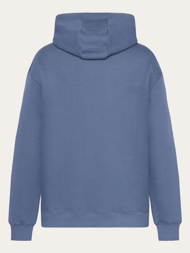 KnowledgeCotton Apparel - MEN Loose fit hood kangaroo pocket sweat with embroidery at chest Sweats 1226 Vintage Indigo
