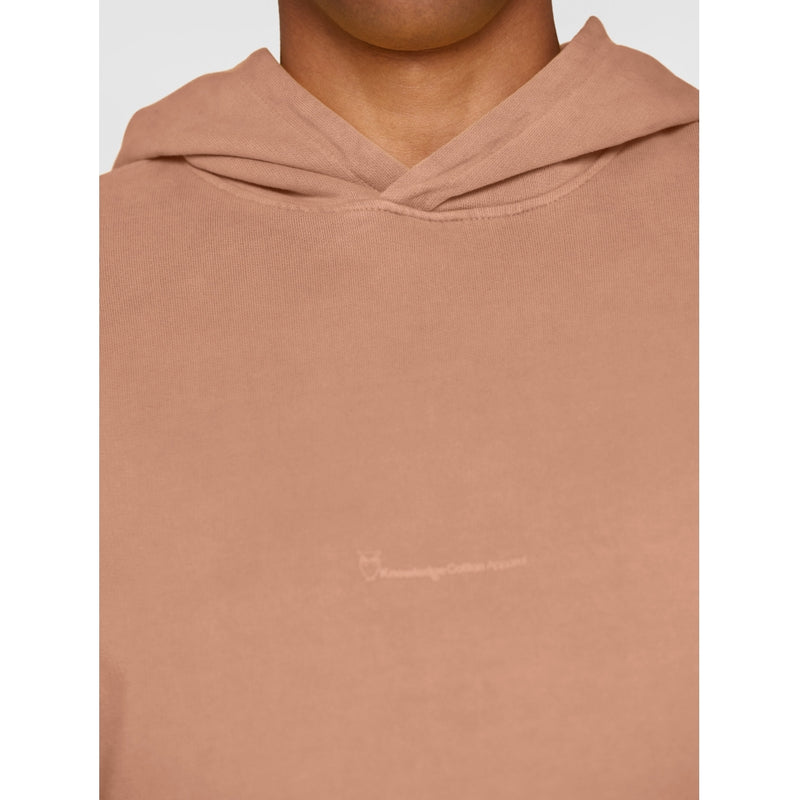 KnowledgeCotton Apparel - MEN Loose fit hood sweat with logo chest print - GOTS/Vegan Sweats 1437 Chocolate Malt