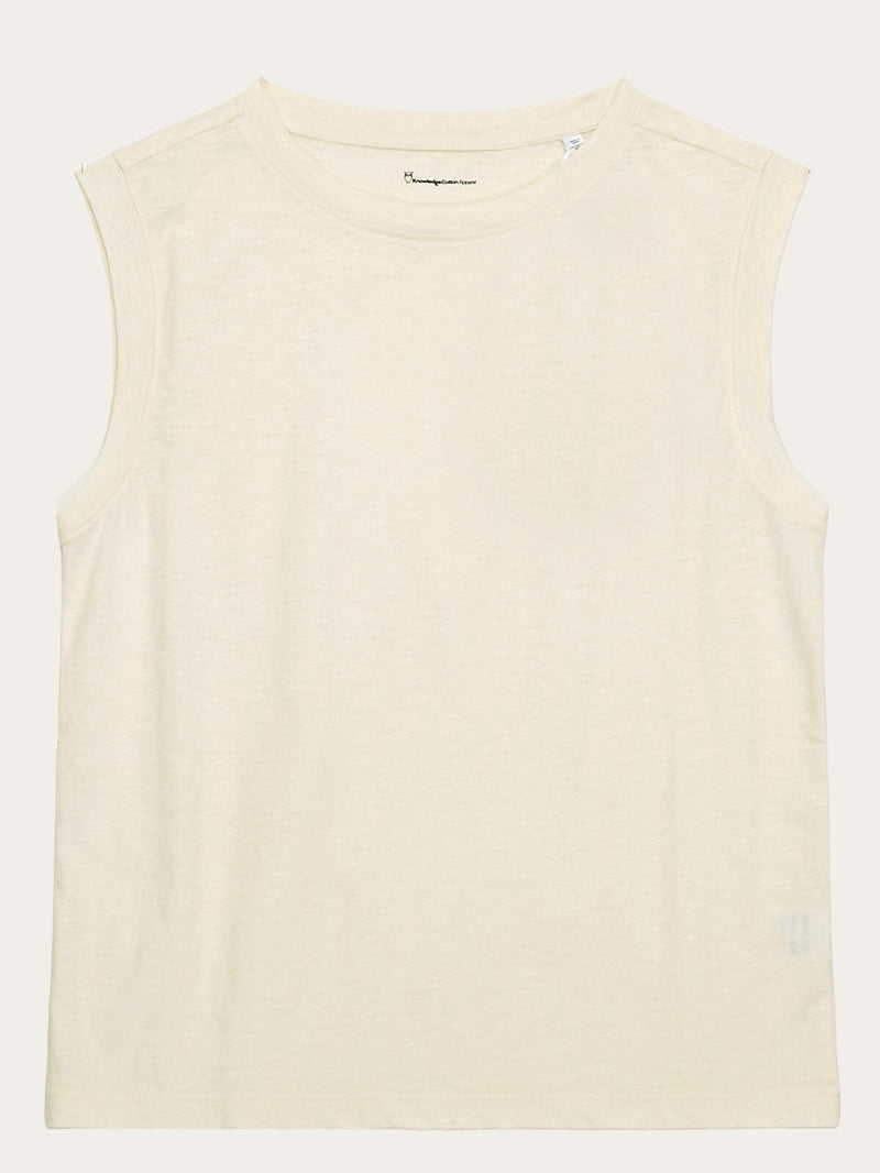 KnowledgeCotton Apparel - WMN Loose fit jersey tank top - GOTS/Vegan T-shirts 1387 Egret