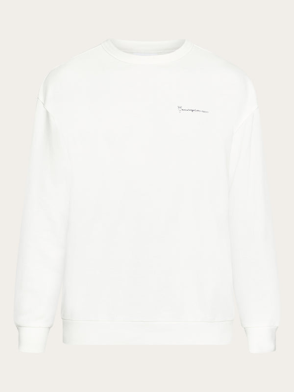 KnowledgeCotton Apparel - MEN Loose fit sweat owl chill camp print - Regenerative Organic Certified® - GOTS/Vegan Sweats 1387 Egret