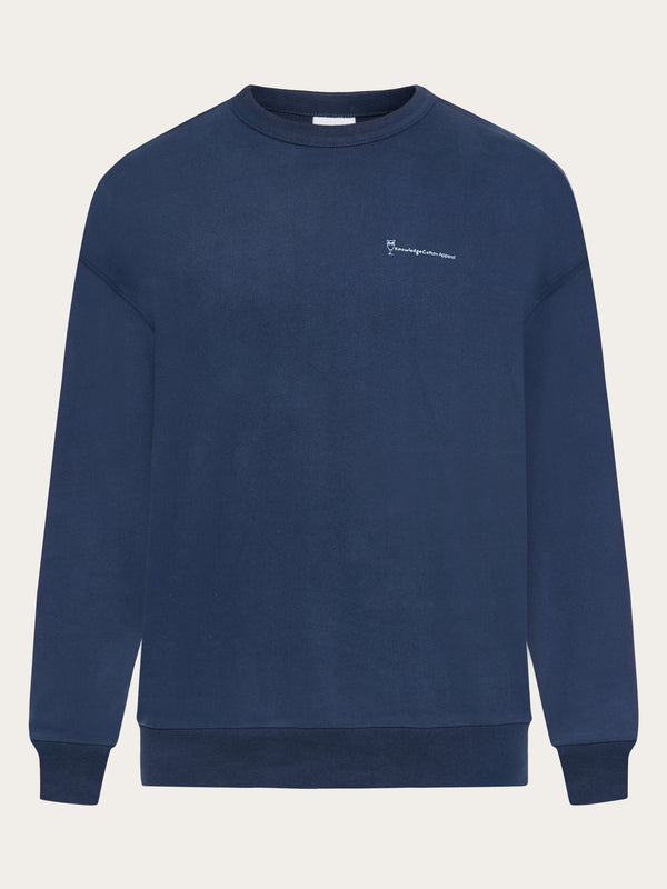 KnowledgeCotton Apparel - MEN Loose fit sweat owl chill camp print - Regenerative Organic Certified® - GOTS/Vegan Sweats 1412 Night Sky