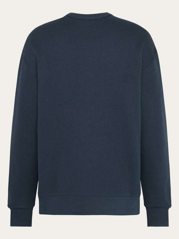 KnowledgeCotton Apparel - MEN Straight fit sweat with embroidery at chest Sweats 1001 Total Eclipse