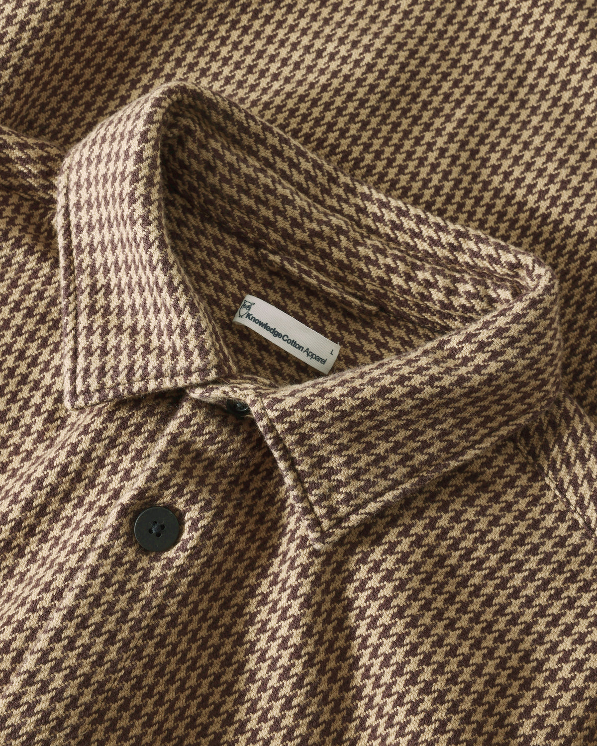KnowledgeCotton Apparel - MEN Loose houndtooth overshirt Overshirts 7035 Dark Brown check