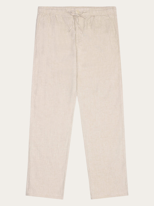 KnowledgeCotton Apparel - MEN Loose linen pant Pants 1449 Yarndyed - Light feather gray