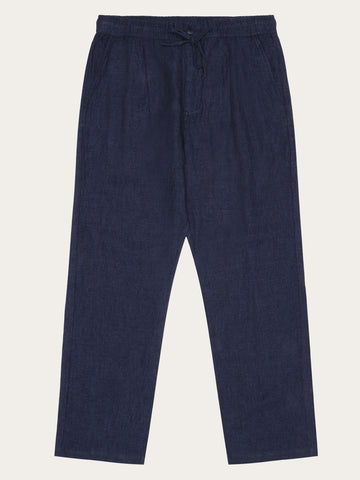 KnowledgeCotton Apparel - MEN Loose linen pant Pants 1450 Yarndyed - Total Eclipse