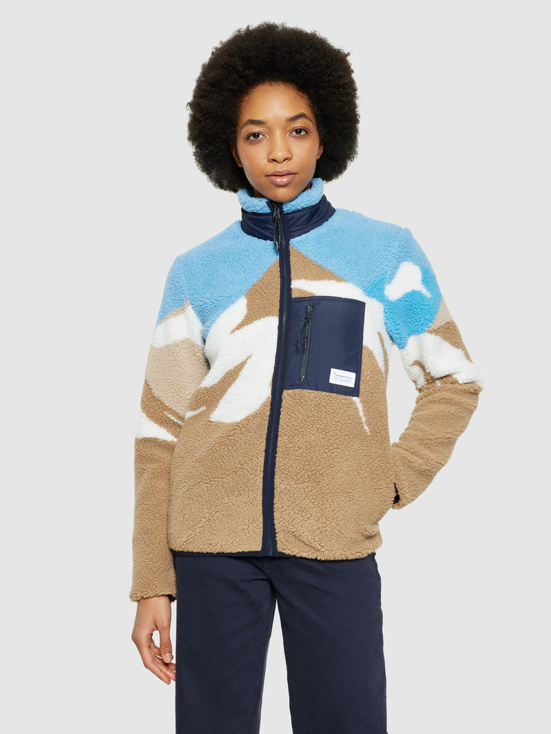 KnowledgeCotton Apparel - UNI Loose mountain teddy jacket - GRS/Vegan Fleeces 9921 Blue