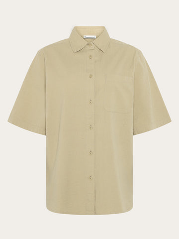 KnowledgeCotton Apparel - WMN Loose seersucker short sleeve shirt Shirts 1495 Twill