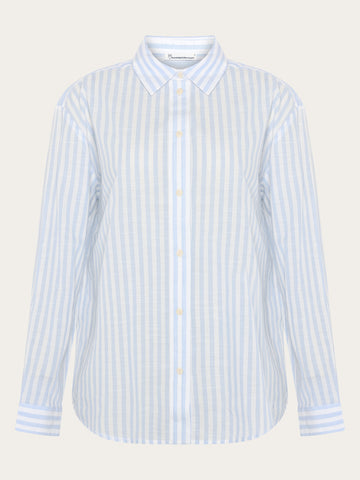 KnowledgeCotton Apparel - WMN Loose stripe shirt Shirts 8021 Blue stripe