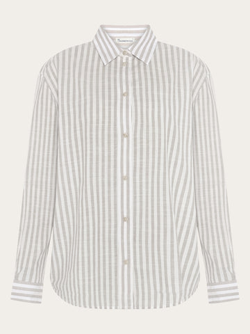 KnowledgeCotton Apparel - WMN Loose stripe shirt Shirts 8033 Creme Stripe