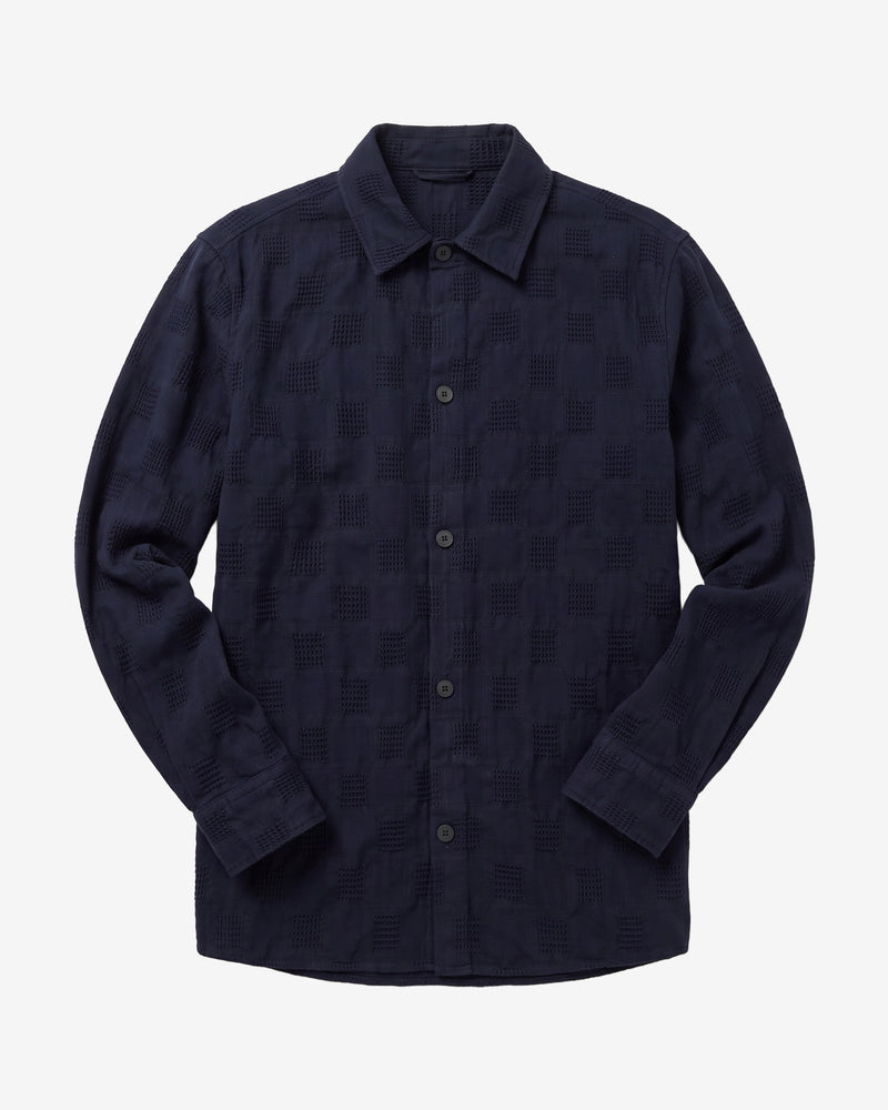 KnowledgeCotton Apparel - MEN Loose structure overshirt Overshirts 1412 Night Sky