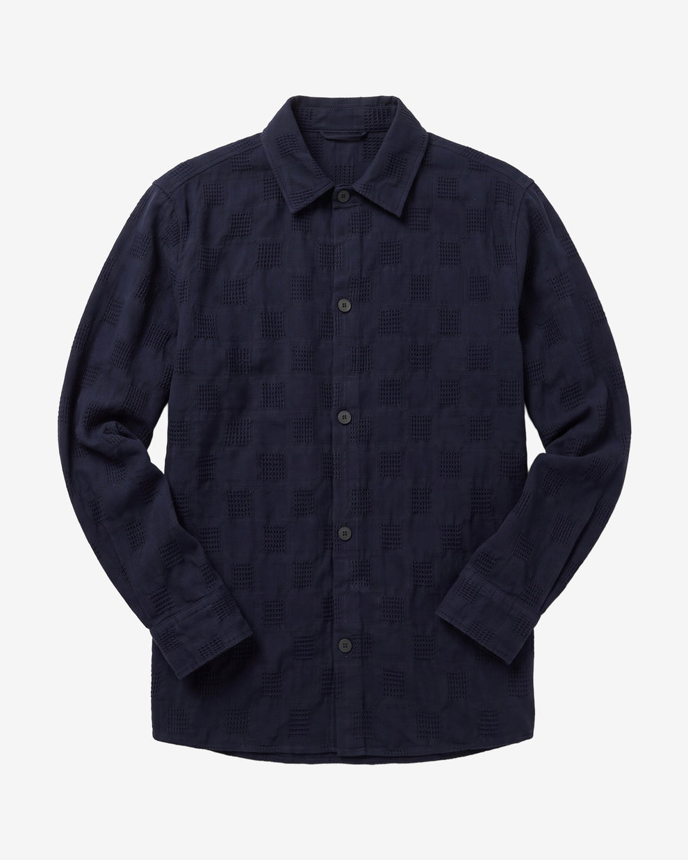KnowledgeCotton Apparel - MEN Loose structure overshirt Overshirts 1412 Night Sky