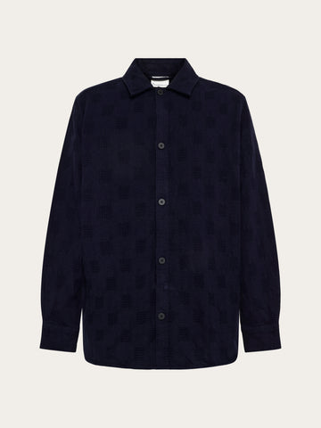 KnowledgeCotton Apparel - MEN Loose structure overshirt Overshirts 1412 Night Sky