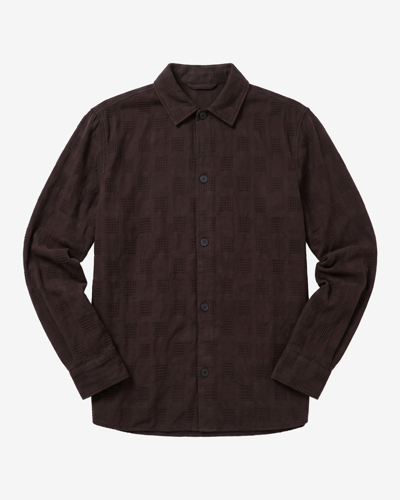 KnowledgeCotton Apparel - MEN Loose structure overshirt Overshirts 1487 Chocolate Torte