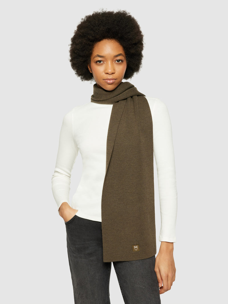 KnowledgeCotton Apparel - UNI Merino Wool Scarf RWS Scarfs 1100 Dark Olive