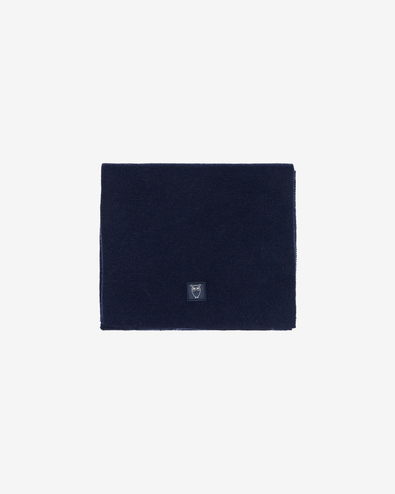 KnowledgeCotton Apparel - UNI Merino badge scarf Scarfs 1001 Total Eclipse